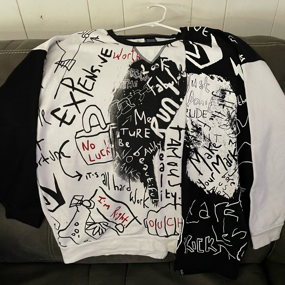 EUC Her Universe Disney Cruella Sitched Offset Graffiti Sweatshirt